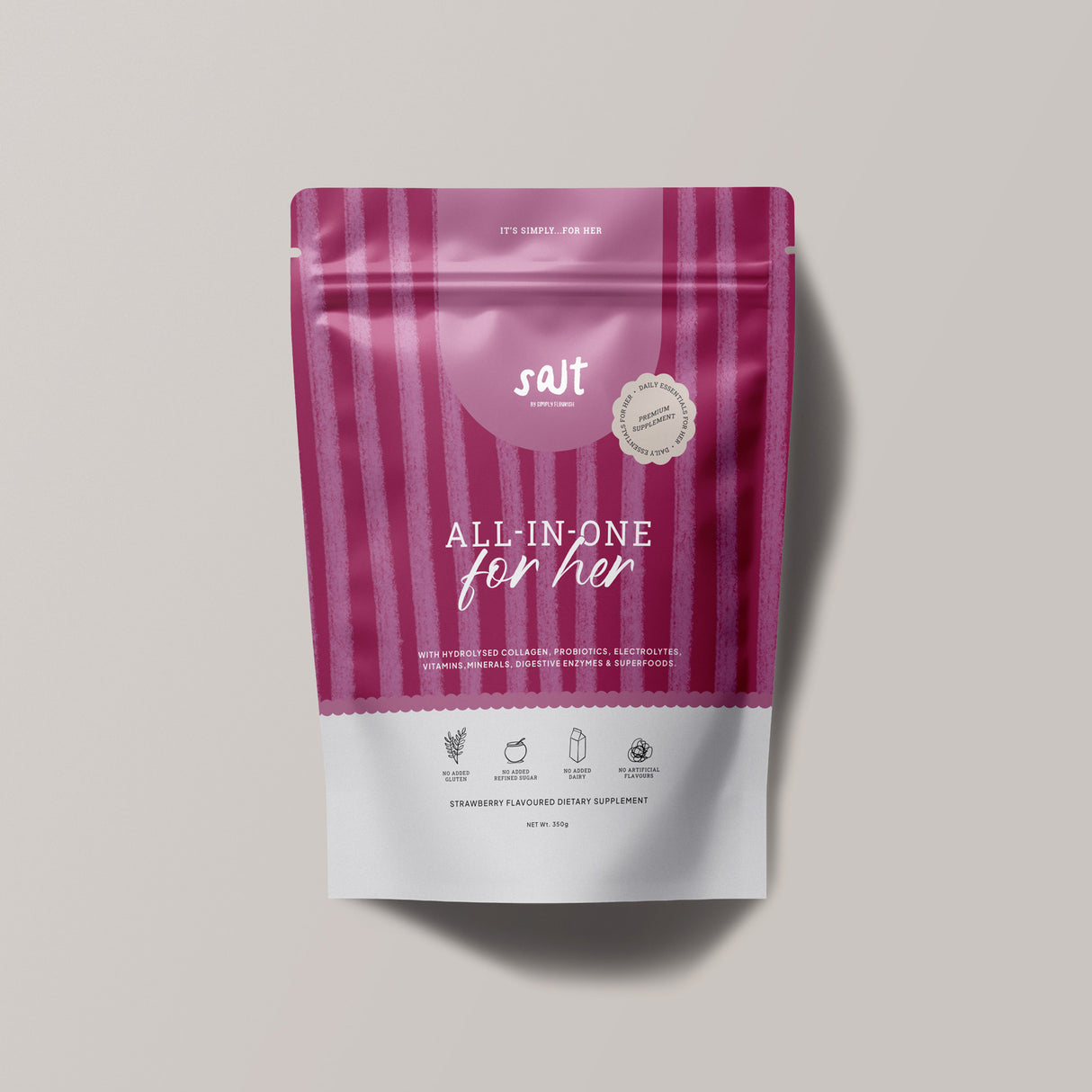 Simply Flourish All-In-One For Her daily wellness blend with collagen, magnesium and superfoods