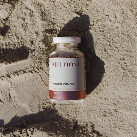 Meloono Inositol Complex ingredient panel with 40 to 1 myo-inositol and D-chiro inositol